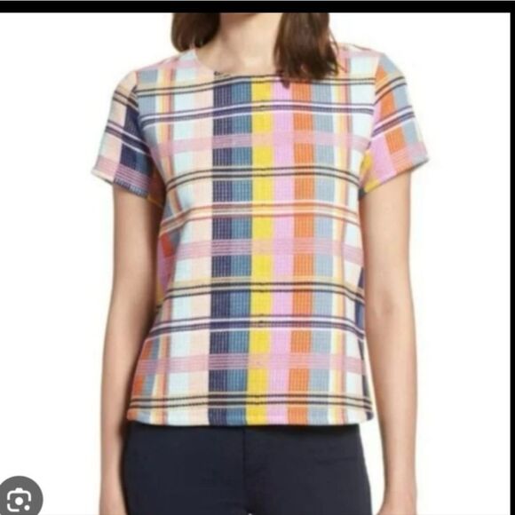 Halogen Multi Coloured Plaid Top L - Picture 1 of 7